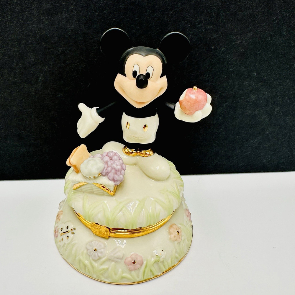 LENOX Picnic With Mickey Trinket Box Keepsake Ceramic Porcelain Collectible